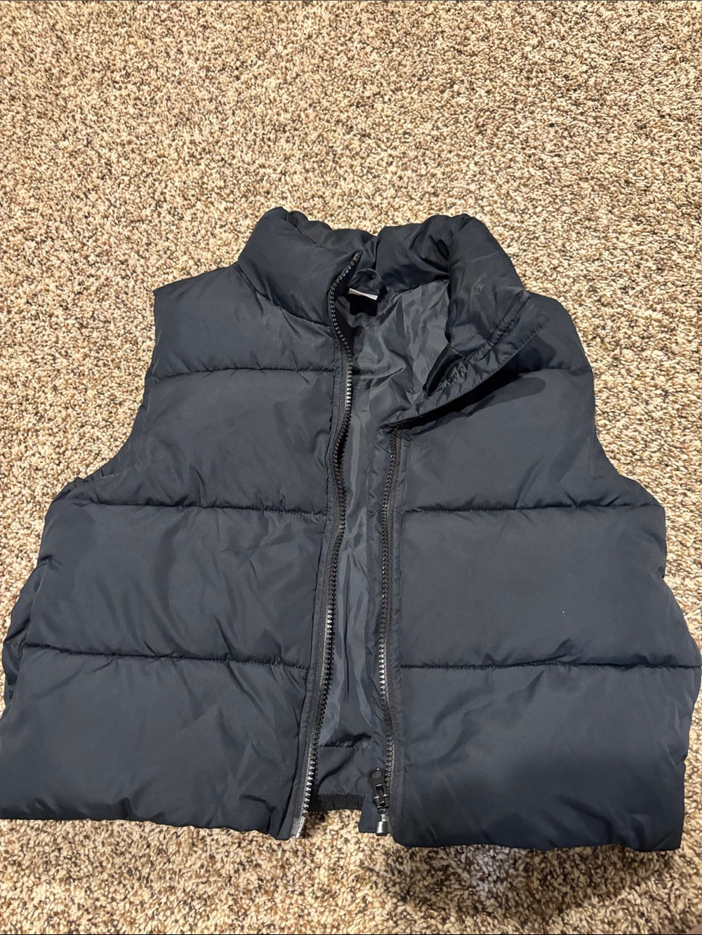 fabkids Black Quilted Puffer Vest with Stand Collar